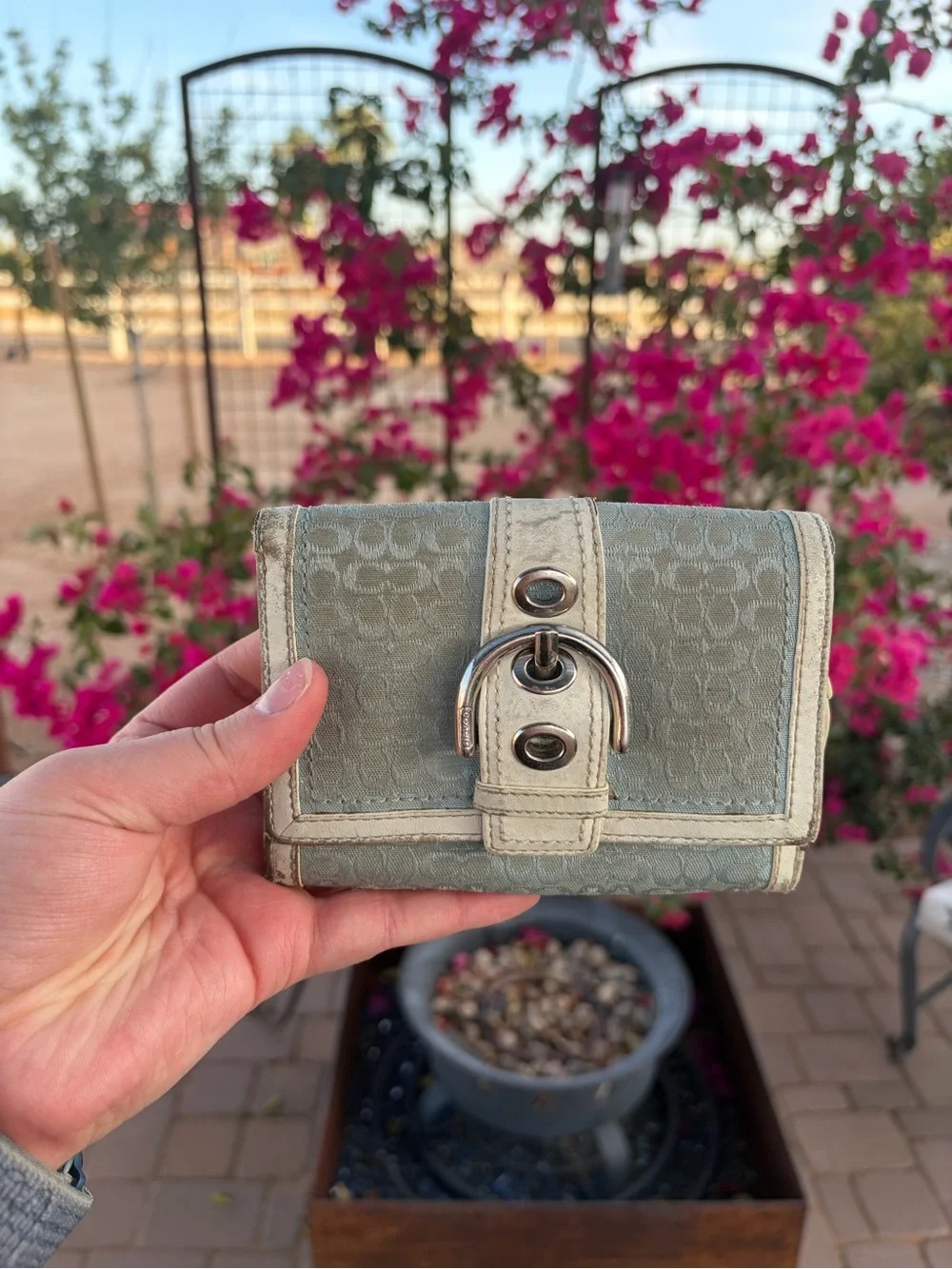 Light Blue Coach Buckle wallet - Picture 1 of 4